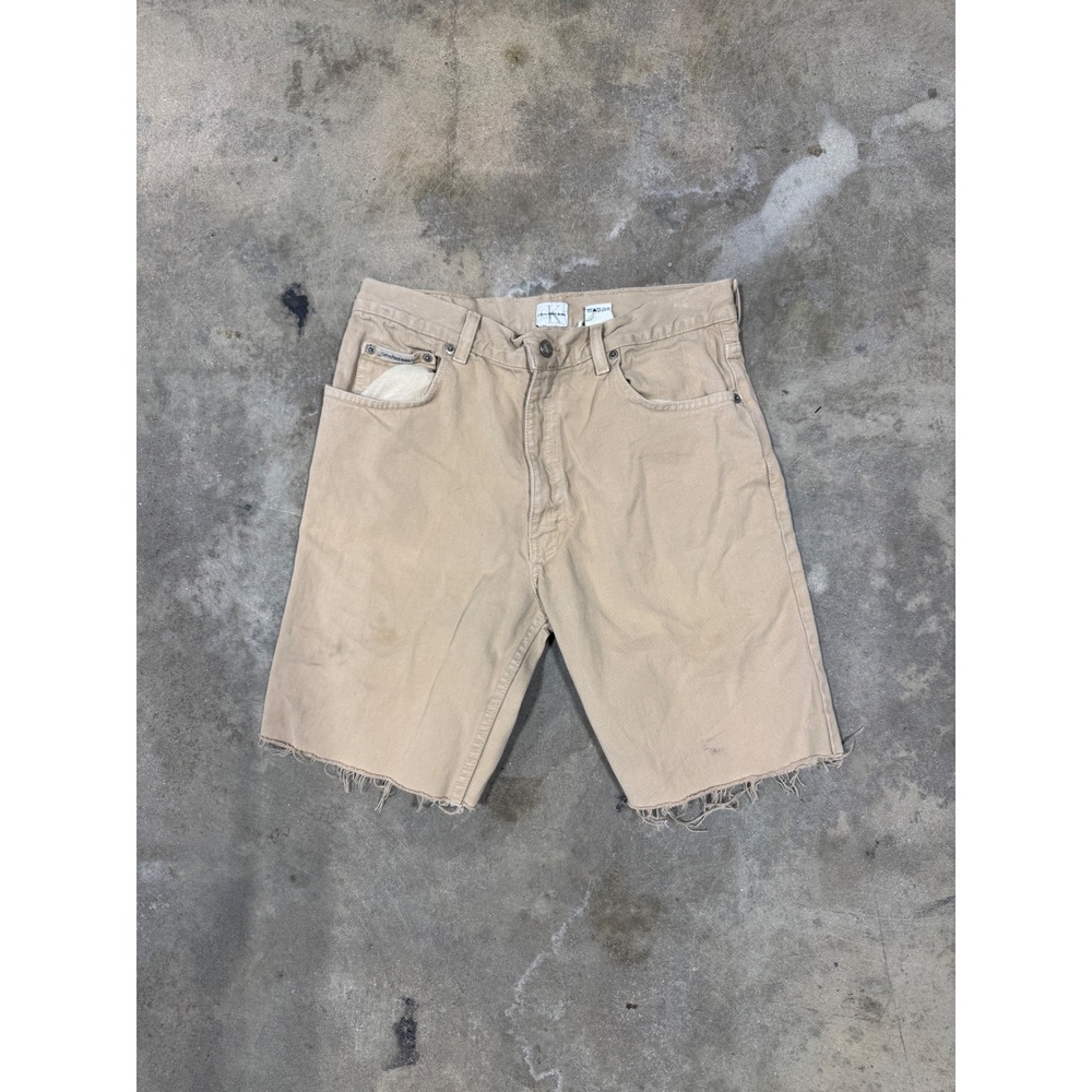 Vintage Calvin Klein Jeans Cutoff Denim Shorts Tan Khaki Made in USA Mens 32